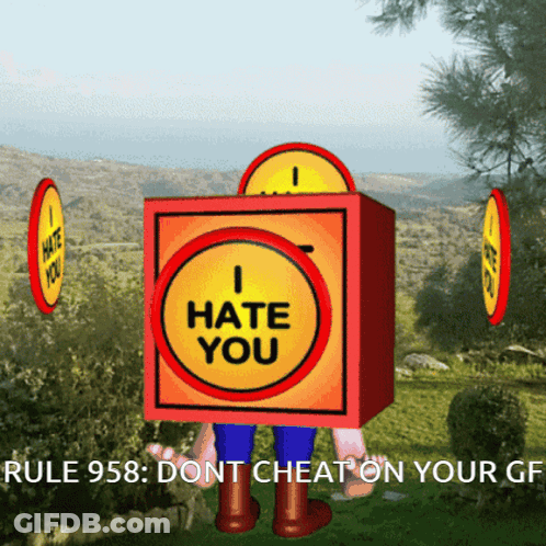 Cartoon Character With I Hate You Box GIF
