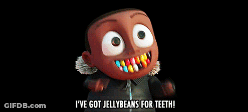 Cartoon Character With Jellybean Teeth GIF