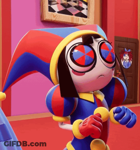 Cartoon Character With Jester Hat And Glasses GIF