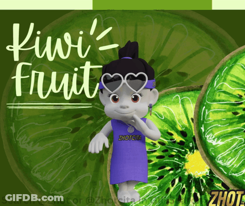 Cartoon Character With Kiwi Fruit Background GIF