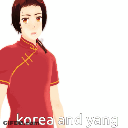 Cartoon Character With Korea And Yang GIF