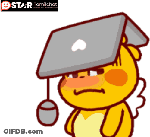 Cartoon Character With Laptop On Head And Mouse GIF