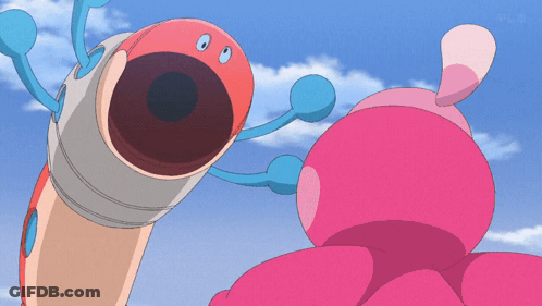Cartoon Character With Large Mouth Next To Pink Character GIF