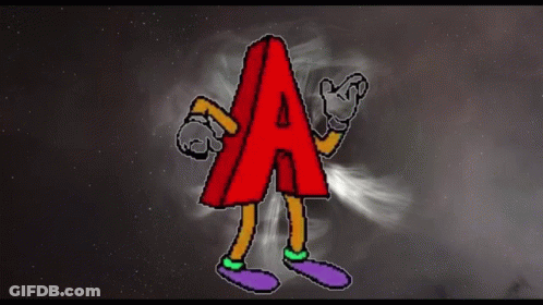 Cartoon Character With Letter A On Head GIF