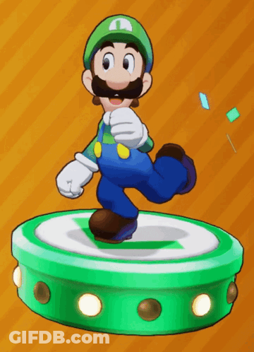 Cartoon Character With Letter N On Hat Standing On Green Object GIF