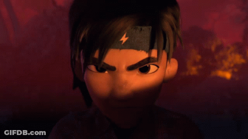 Cartoon Character With Lightning Bolt Headband GIF