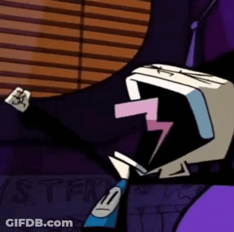 Cartoon Character With Lightning Bolt In Mouth Holding Paper GIF