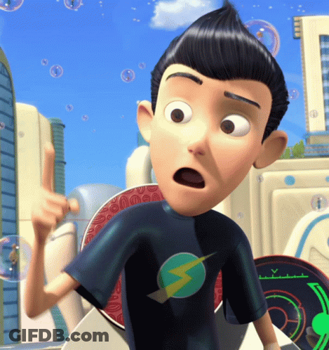 Cartoon Character With Lightning Bolt Shirt Pointing Up GIF