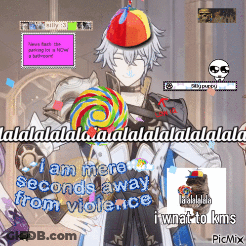 Cartoon Character With Lollipop Saying Violence GIF