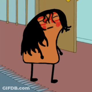 Cartoon Character With Long Black Hair Saying Hi GIF