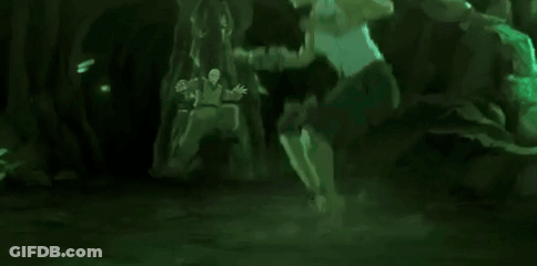 Cartoon Character With Long Hair And Glowing Eyes In Dark GIF