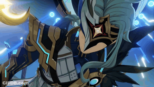 Cartoon Character With Long Hair And Mask GIF