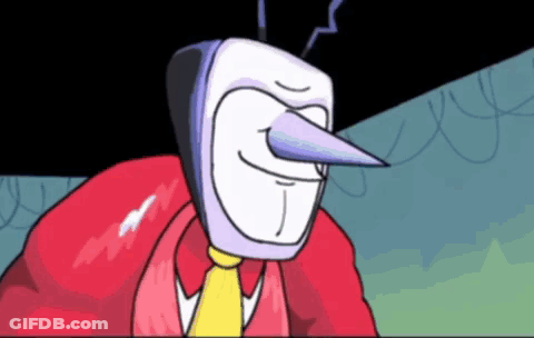 Cartoon Character With Long Nose Red Jacket Yellow Tie GIF