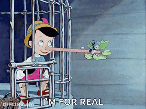 Cartoon Character With Long Nose Sitting In Cage Saying I'm For Real GIF