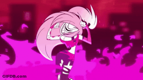 Cartoon Character With Long Pink Hair Dancing GIF