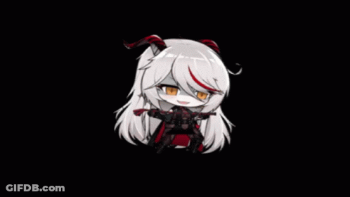 Cartoon Character With Long White Hair And Red Horns GIF