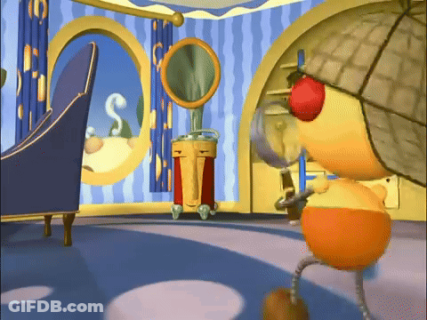 Cartoon Character With Magnifying Glass On Head GIF