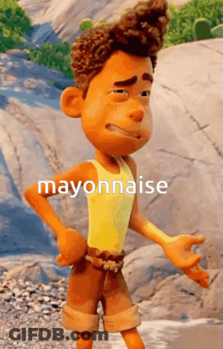 Cartoon Character With Mayonnaise Text GIF