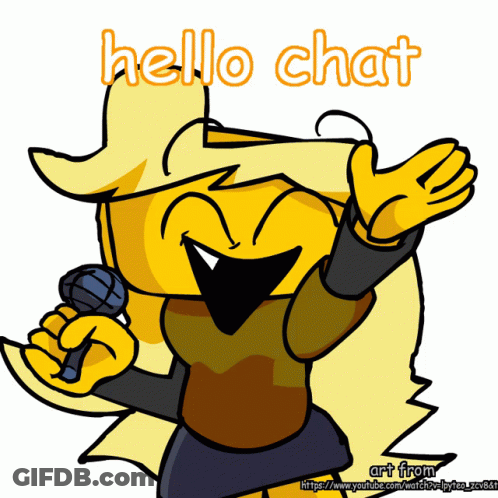Cartoon Character With Microphone Saying Hello Chat GIF