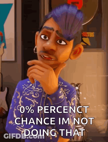 Cartoon Character With Mohawk And Earrings Thinking GIF