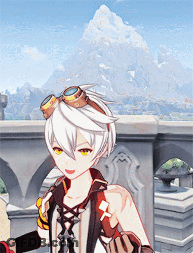Cartoon Character With Mountain Background Wearing Goggles GIF