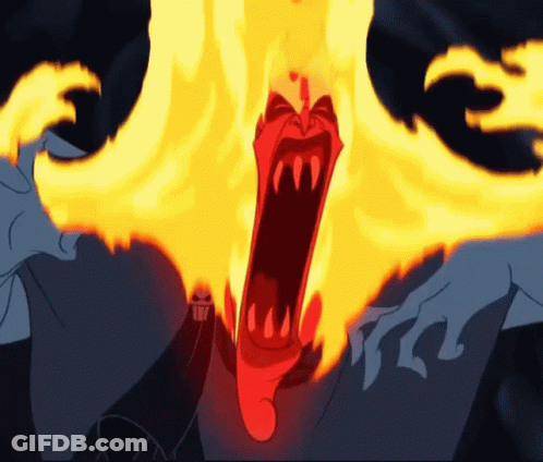 Cartoon Character With Mouth Full Of Flames GIF