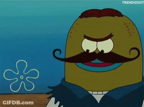 Cartoon Character With Mustache And Hands Coming Out Of Face GIF