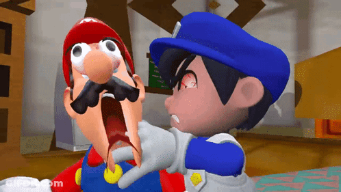 Cartoon Character With Mustache Being Punched GIF