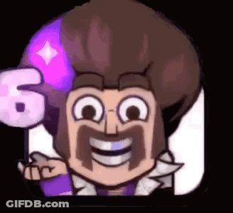 Cartoon Character With Mustache Holding Number Six GIF