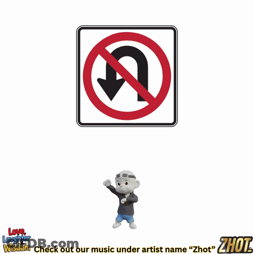 Cartoon Character With No U Turn Sign GIF