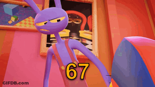 Cartoon Character With Number 67 GIF