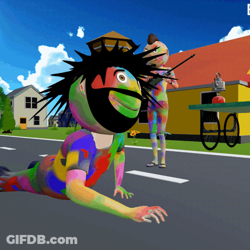 Cartoon Character With Number 7 On Shirt Laying On Ground GIF