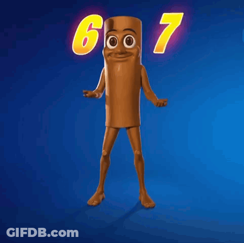Cartoon Character With Numbers 6 And 7 GIF