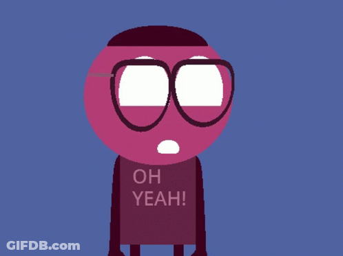 Cartoon Character With Oh Yi Shirt And Glasses In Dark GIF