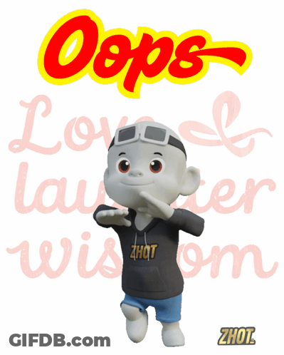 Cartoon Character With Oops Love Laughter Wisdom Sign GIF