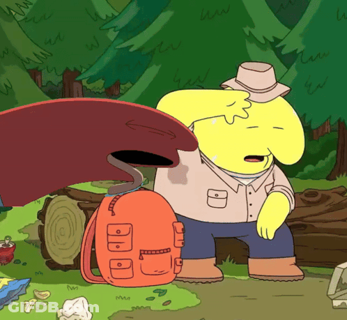 Cartoon Character With Orange Backpack Saying DDD GIF
