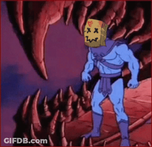 Cartoon Character With Paper Bag Saying Xxx GIF