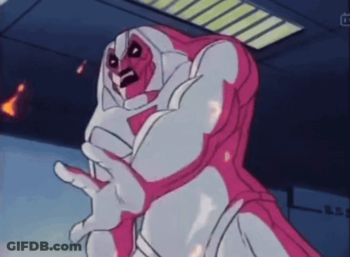 Cartoon Character With Pink And White Body In Dark Room GIF