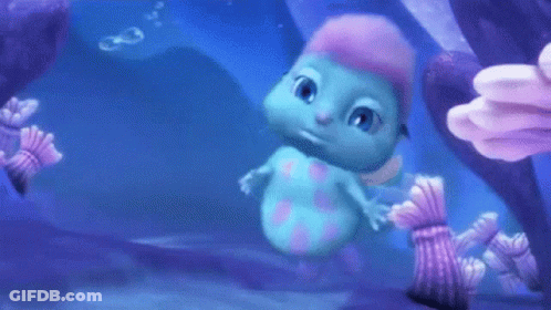 Cartoon Character With Pink Hair And Blue Eyes GIF
