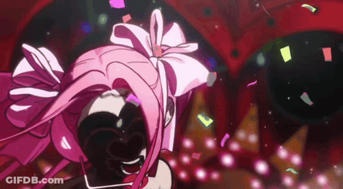 Cartoon Character With Pink Hair And Bow GIF