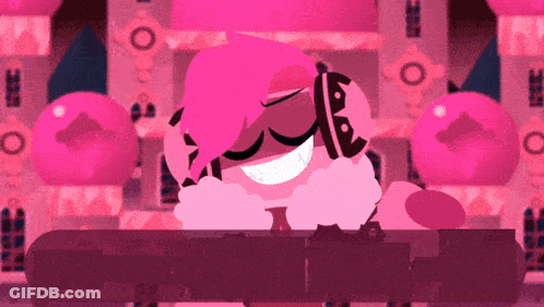 Cartoon Character With Pink Hair And Headphones Smiling GIF
