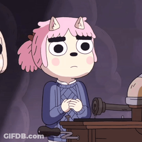 Cartoon Character With Pink Hair And Horns GIF
