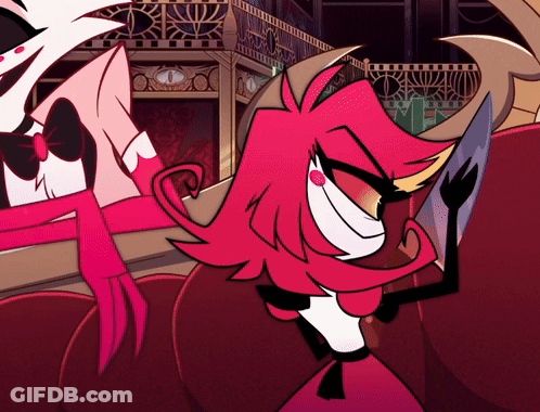 Cartoon Character With Pink Hair And Scarf GIF