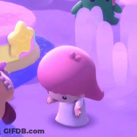 Cartoon Character With Pink Hair And White Dress GIF