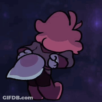 Cartoon Character With Pink Hair Holding Purple Object GIF