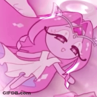 Cartoon Character With Pink Hair Sleeping In White Dress GIF