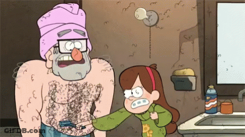 Cartoon Character With Pink Towel On Head GIF