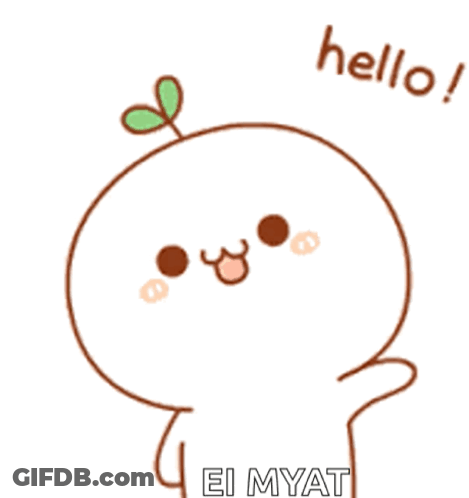 Cartoon Character With Plant On Head Saying Hello GIF