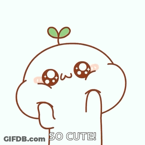 Cartoon Character With Plant On Head Saying So Cute GIF