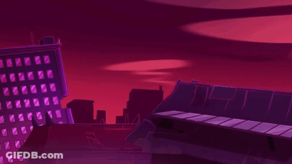 Cartoon Character With Ponytail In Front Of Building GIF